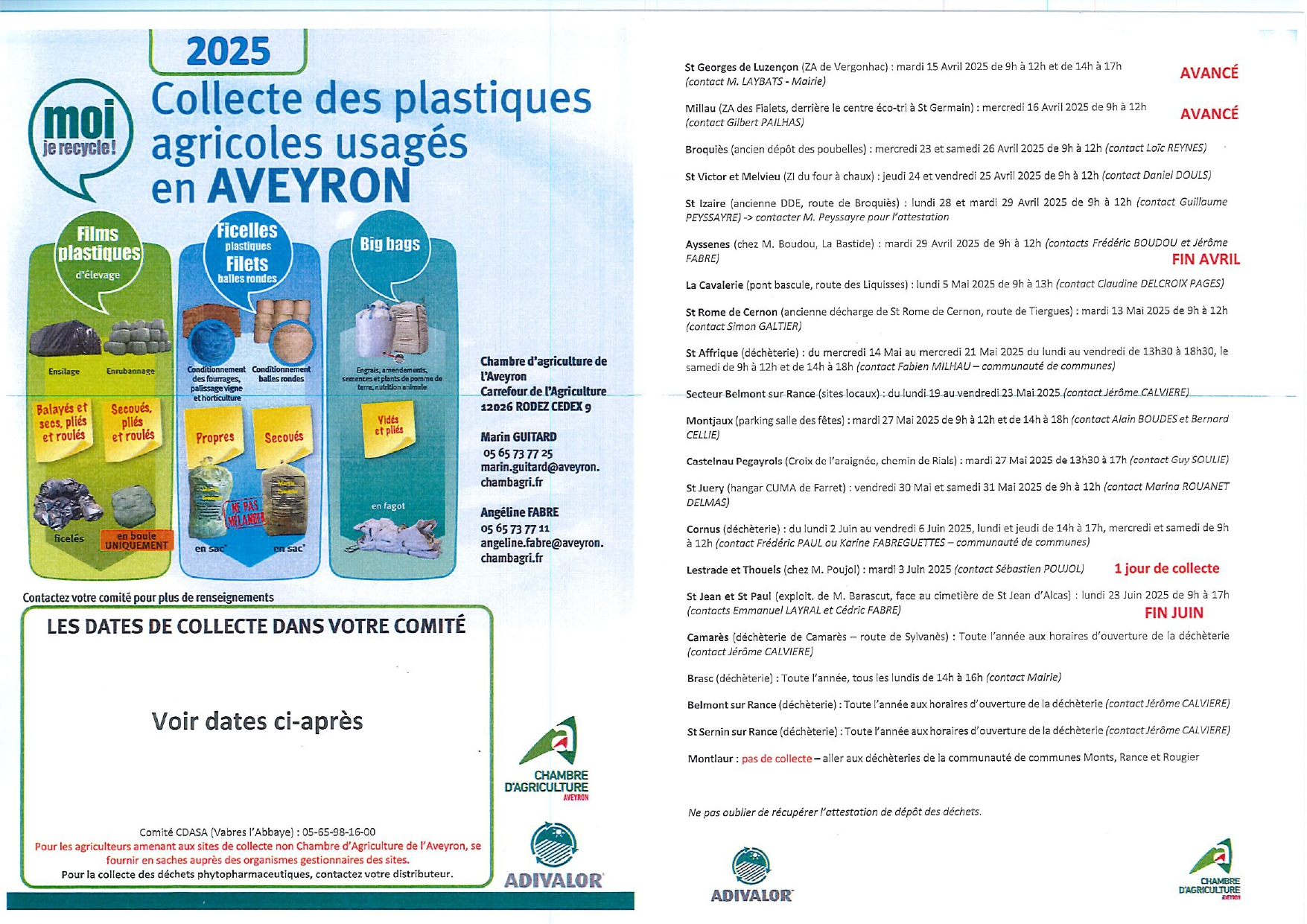 Lire la suite à propos de l’article Collecte des plastiques agricoles usagés en AVEYRON 2025