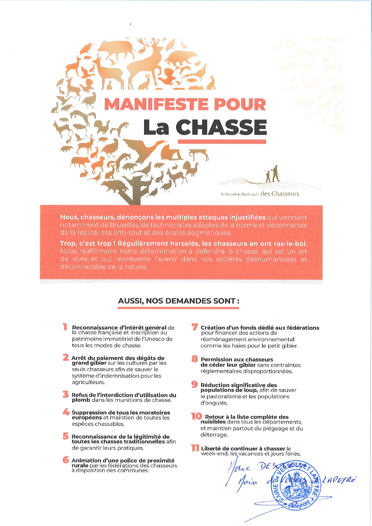 Lire la suite à propos de l’article MANIFESTE POUR LA CHASSE